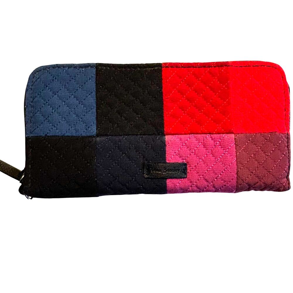 Vera Bradley wristlet wallet patchwork red black quilted zip cotton multicolor
